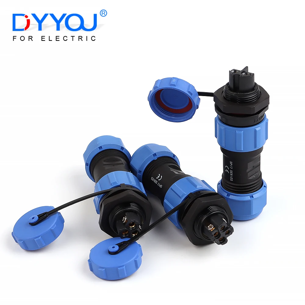 LP/SP17 Without Welding IP68 Waterproof Wire Cable Connectors Male Female 2/3/4 Pin Screw type Aviation Plug Socket Back Nut