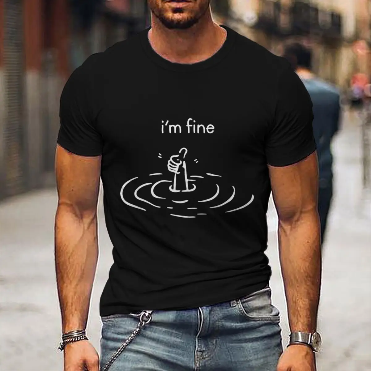 Glowing I'm Fine Print T-shirt Men Women Funny Mental Health T Shirt Humor Short Sleeve Tshirt Fashion Luminous Tees