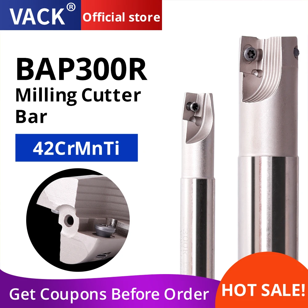 VACK BAP300R BAP400R  Right Angle Shoulder Lathe Indexable Milling Cutter 1135 Carbide Insert End Mill C10 C12 C20 C25 CNC Tools