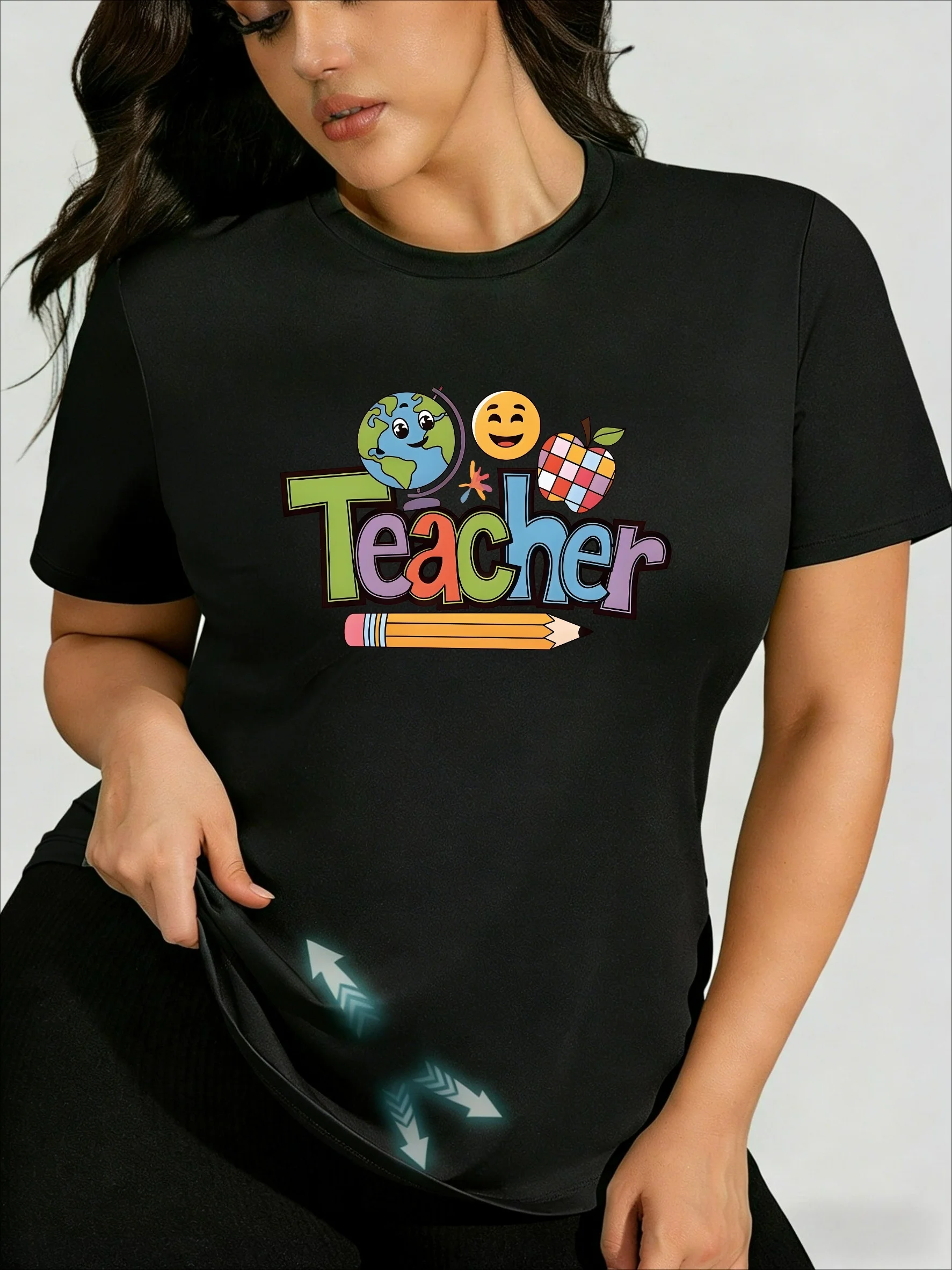 

Забавный принт для учителя! Стильная и сексуальная футболка для девушек больших размеров, скрывающая недостатки фигуры и привлекающая внимание.