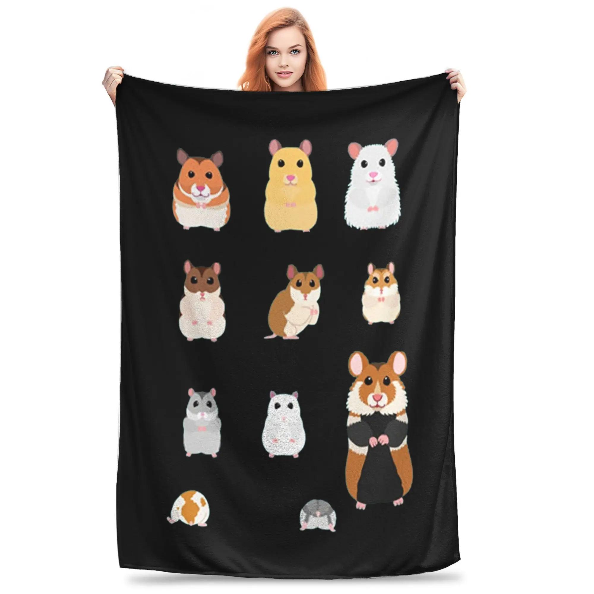 Hamster Breeds syrian hamster Blanket Soft Warm Flannel Throw Blanket Plush for Bed Living room Picnic Travel Home Couch