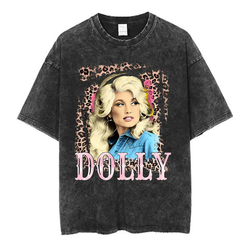 Legend Country Music Singer Dolly Parton Vintage Washed T Shirt Men's Women Clothing Fashion Casual Short Sleeves Cotton T-shirt
