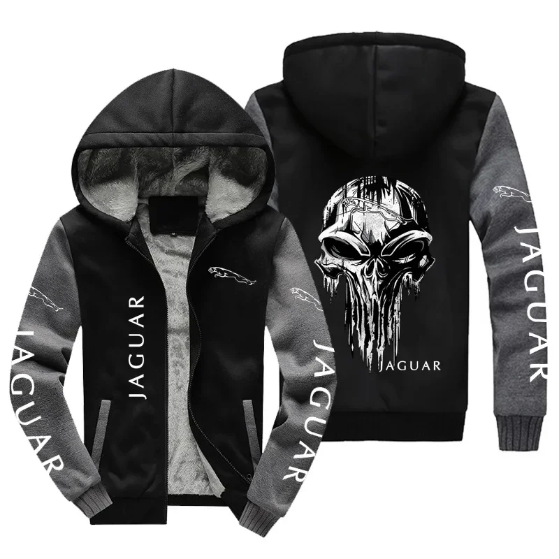 Neue Winter Männer Jaguar Logo Hoodies Mode hochwertige Langarm jacke lässig Reiß verschluss Wolle Liner Fleece Sweatshirts Mantel