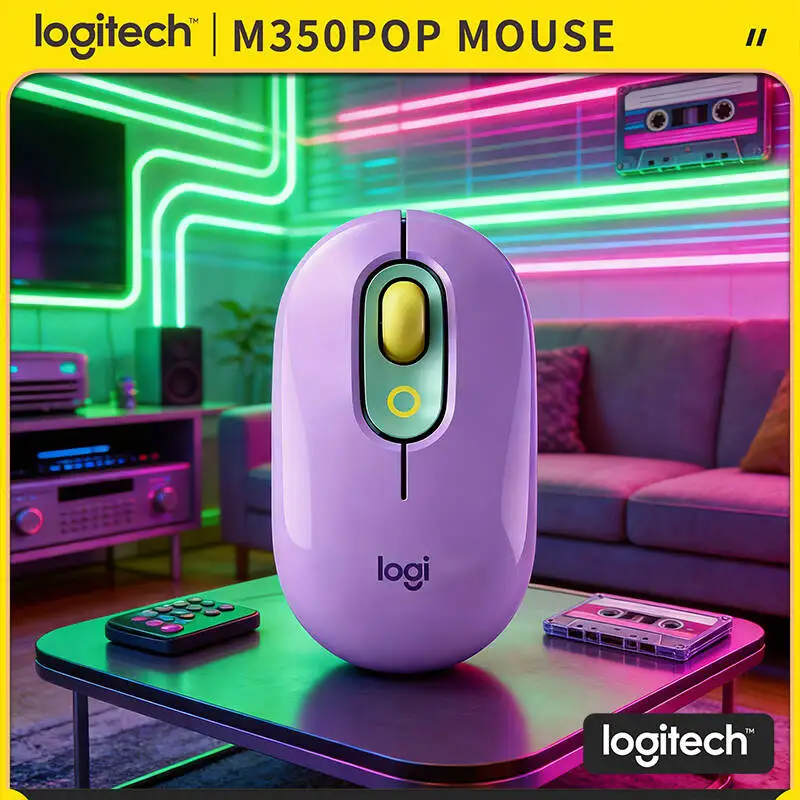 

Logitech M350 POP Pebble Mouse Optical Tracking 1000 DPI USB Nano Receiver for Study Home Office Daily Use