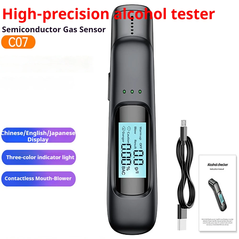 

2026 Digital Breath Alcohol Tester High Sensitivity Quick Investigation of Drunk Driving Portable Alcohol Detector Blowing Type