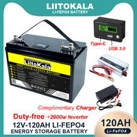 12V 120ah 160Ah 180ah LiFePO4 Battery outdoors Touring car Multifunctional USB3.0 Output for Travel Solar panels 14.6v Charger