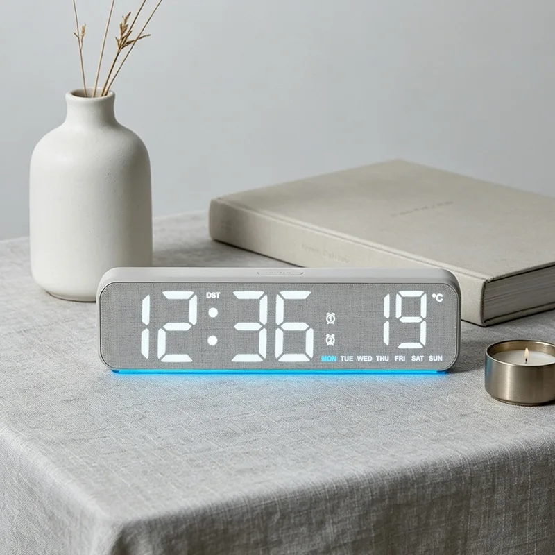 Table Clock Living Room Decor Led Electronic Desktop Clock Premium Looking Silent Alarm Clock Digital Wake Up Timer For Bedroom