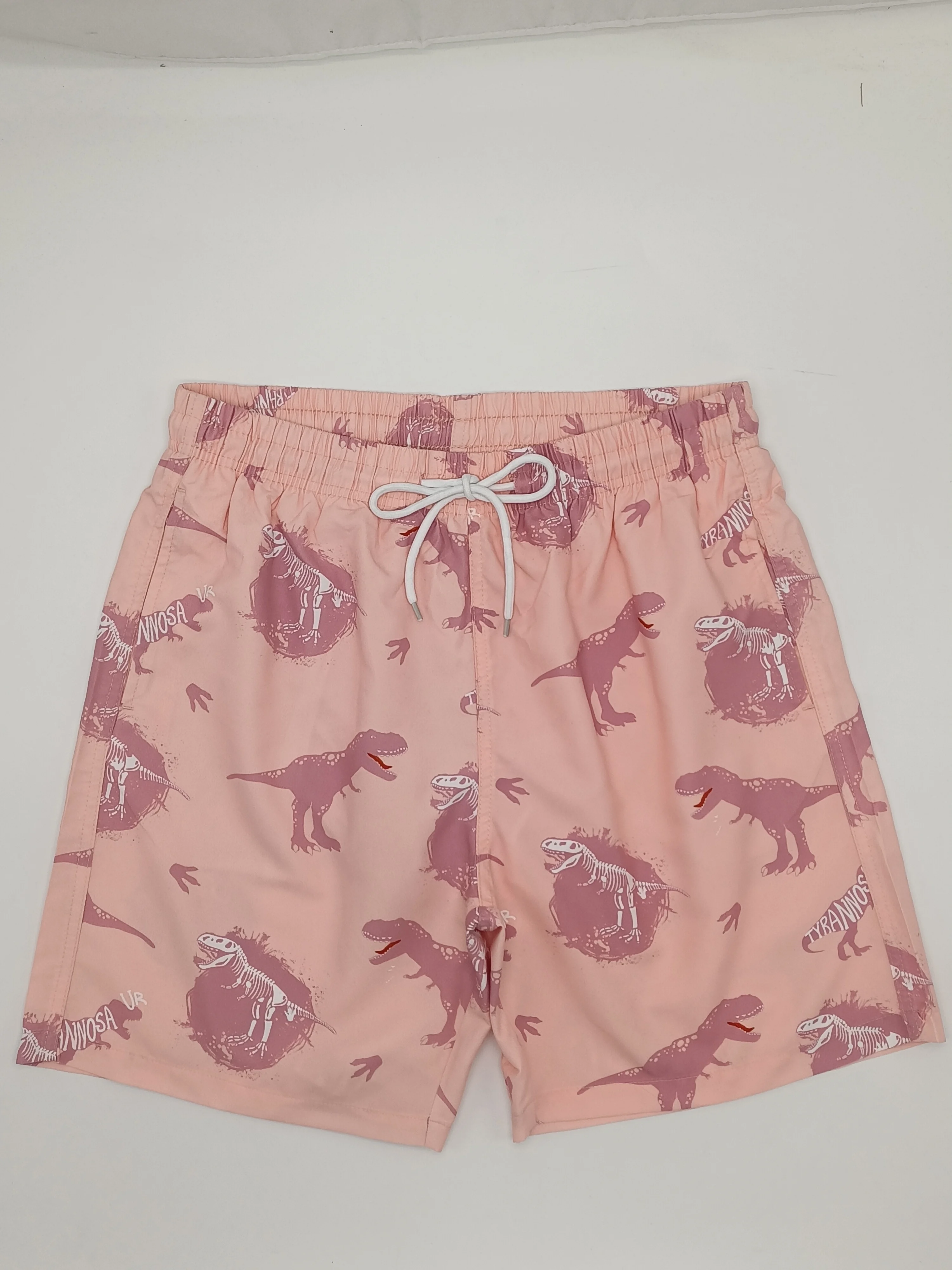 Men\'s Pale Pink Bottom Dinosaur Print Fashion Men\'s Beach Pants