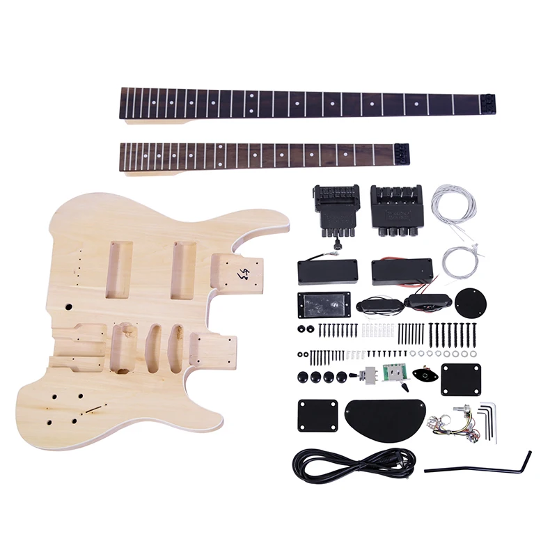 (GK SBHS 10)DIY Double neck electric bass Beginner Kits 6 String  Double neck electric bass Build Your Own Guitar