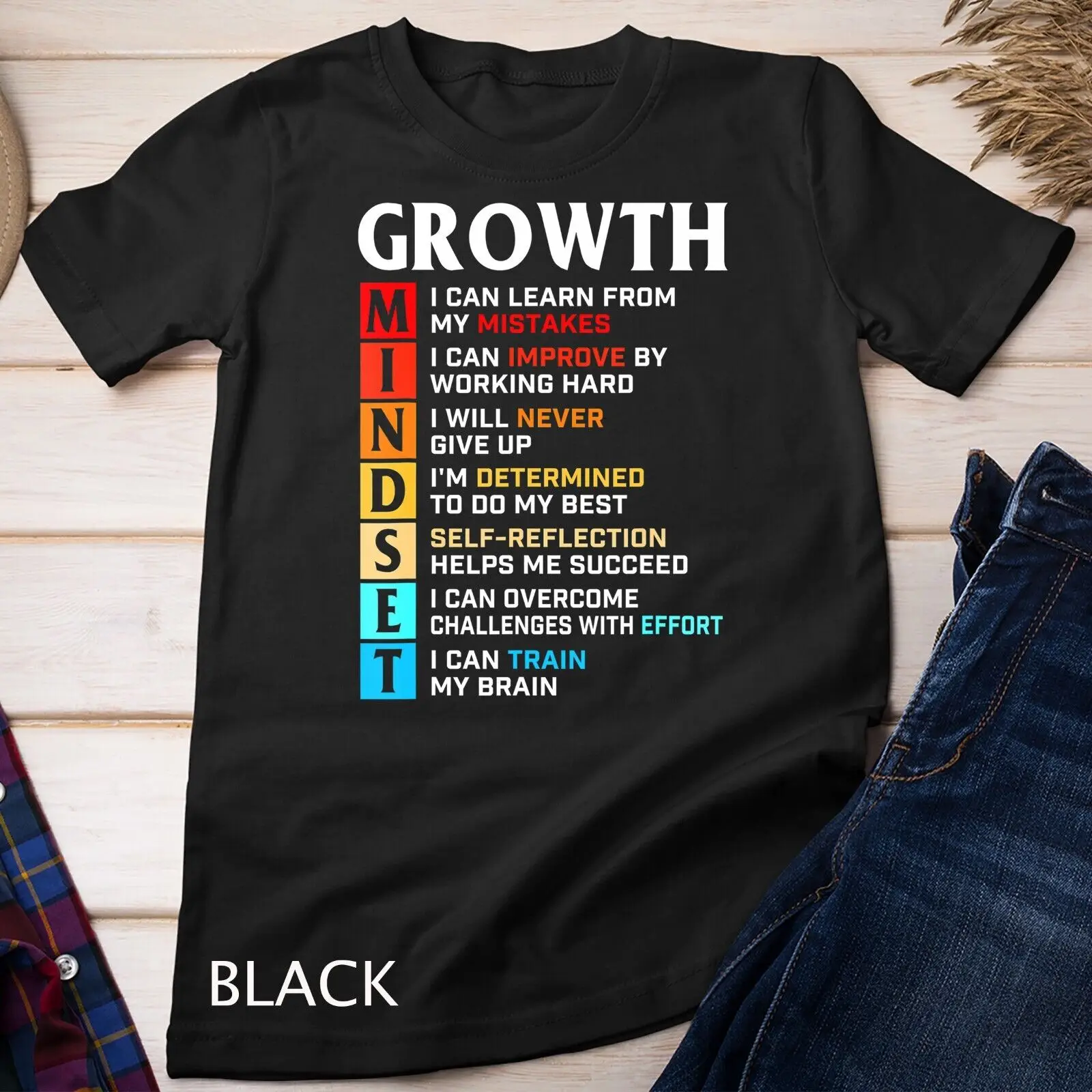 

Футболка с мотивационными цитатами и вдохновением Growth Mindset Definition