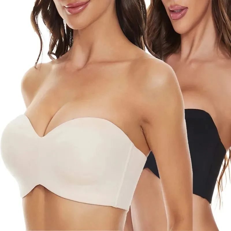 

Strapless Bra Full Support Non-Slip Convertible Bandeau Seamless Customized Plus Size Bra Underwire Convertible Smooth Unpadded