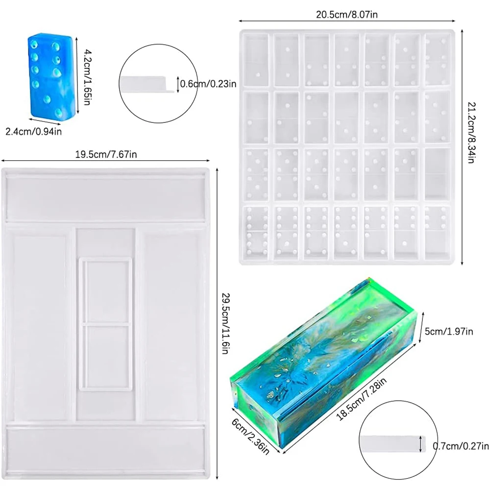 Domino Silicone Mold, Domino Storage Box Resin Mold and Dot Domino Epoxy Mould for Resin Casting, Domino Molds for Resin Casting