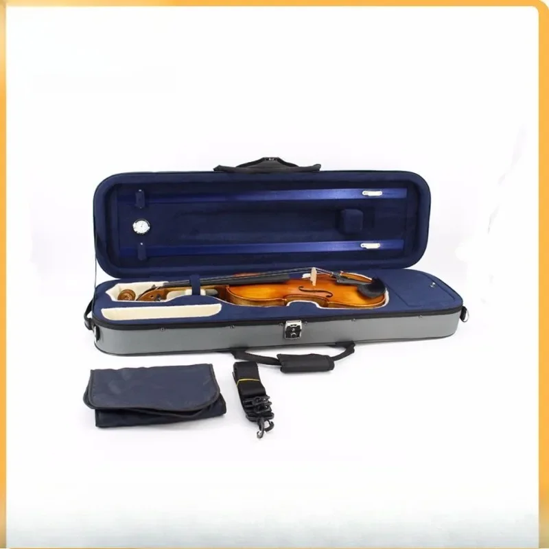 

Instrumental violin, lightweight waterproof, wide shoulder pads, tough foam, gray-blue case.