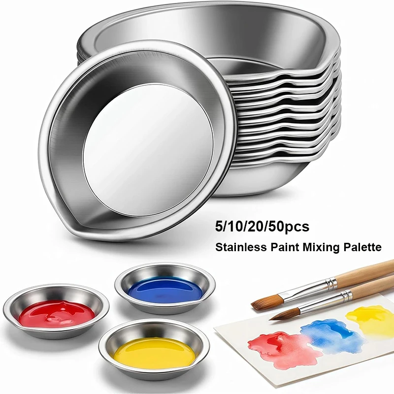 5/10/20/50pcs Palette Stainless Steel with Mouth Mini Metal Watercolor Palette for Artist Watercolours Paint Mixing Palette Tray