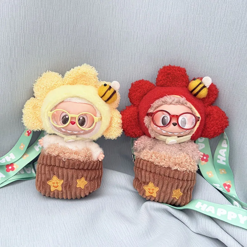 

For 17cm Labubu Doll Charming Flower Plant Costume Gardening Style Labubu Outfit Doll Accessory