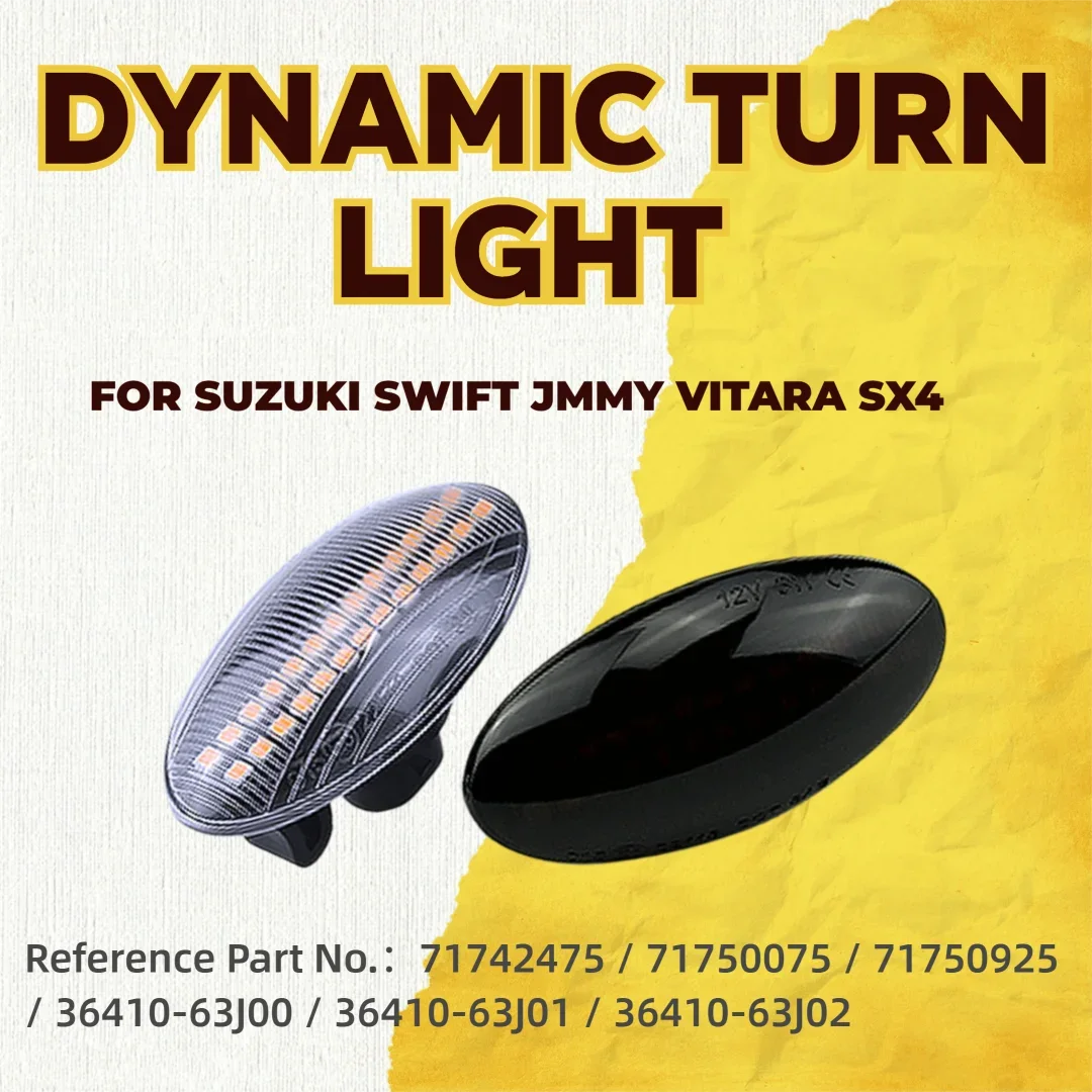 

Dynamic LED Side Marker Lights for Suzuki Grand Vitara JT 2005-2012 High Quality 2 Piece Set Turn Signal Blinker Lights