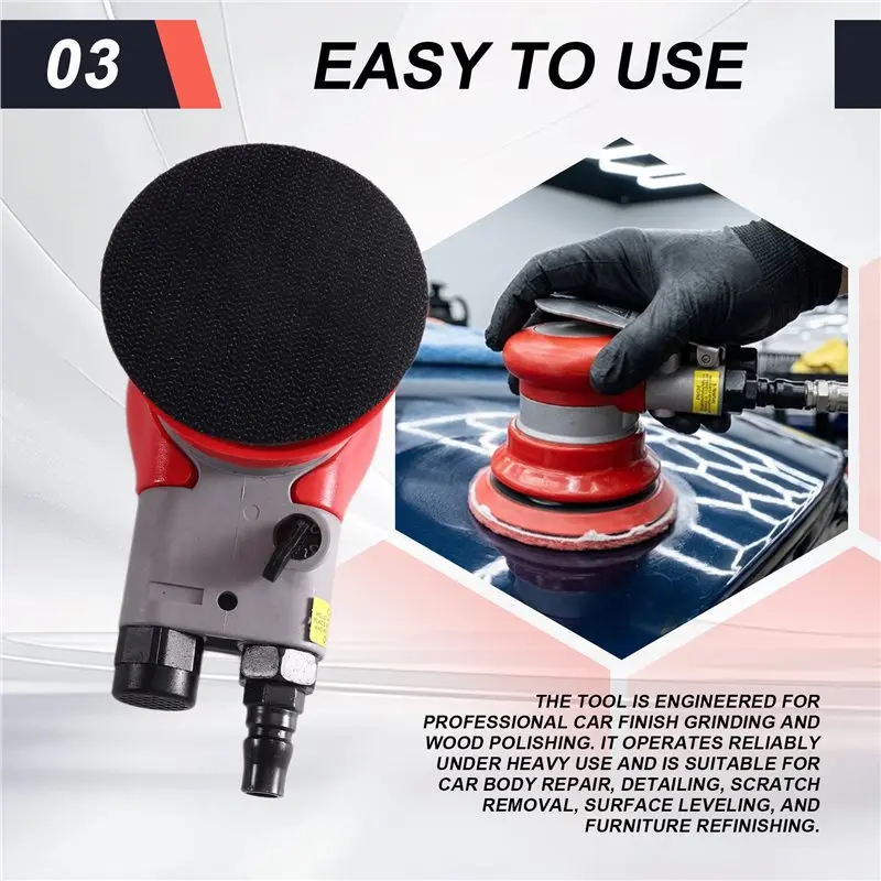 ABSS-For Car Forging Sandpaper Machine Pneumatic 3-Inch 75Mm Sander For Grinding Wood Polishing Dry Grinder
