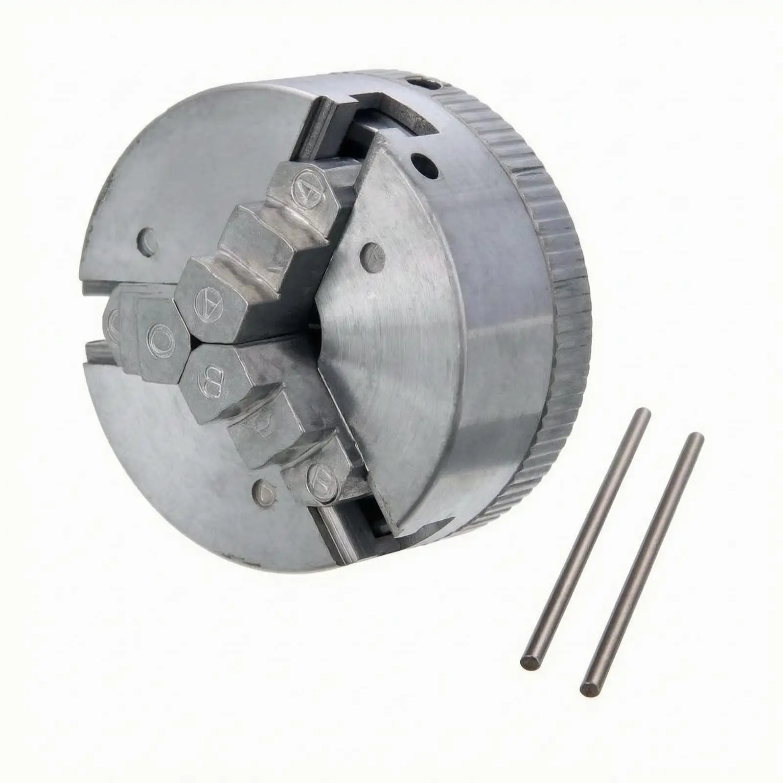 Compact 3 Jaw Chuck with Knurled Outer Rim for Bench Top Lathe Turning and Fitting