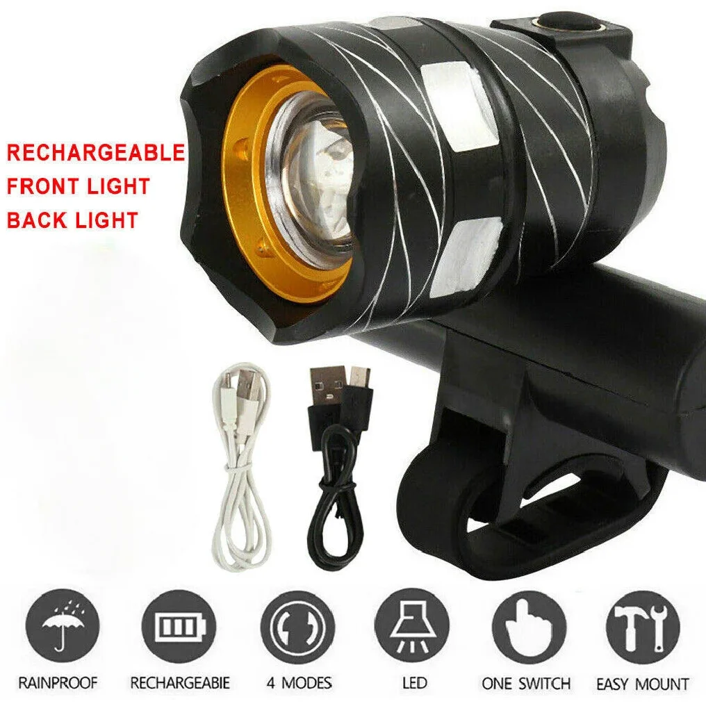 15000LM T6 LED Light Accessories Bike Light Set USB Rechargeable Headlight/Flashlight Waterproof Zoomable Cycling Lamp