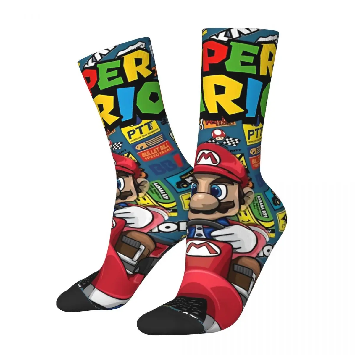 3D Cartoon M-Mario-Bros Print Socks Gothic Stockings Unisex Men Quality Running Socks Autumn Graphic Non Skid Socks