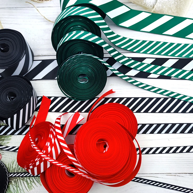 Diagonal Striped Thread Ribbon Ribbon 10 Yards Carnival Ribbon Gift Box Packaging Ribbon Holiday Scene Christmas Decoration 