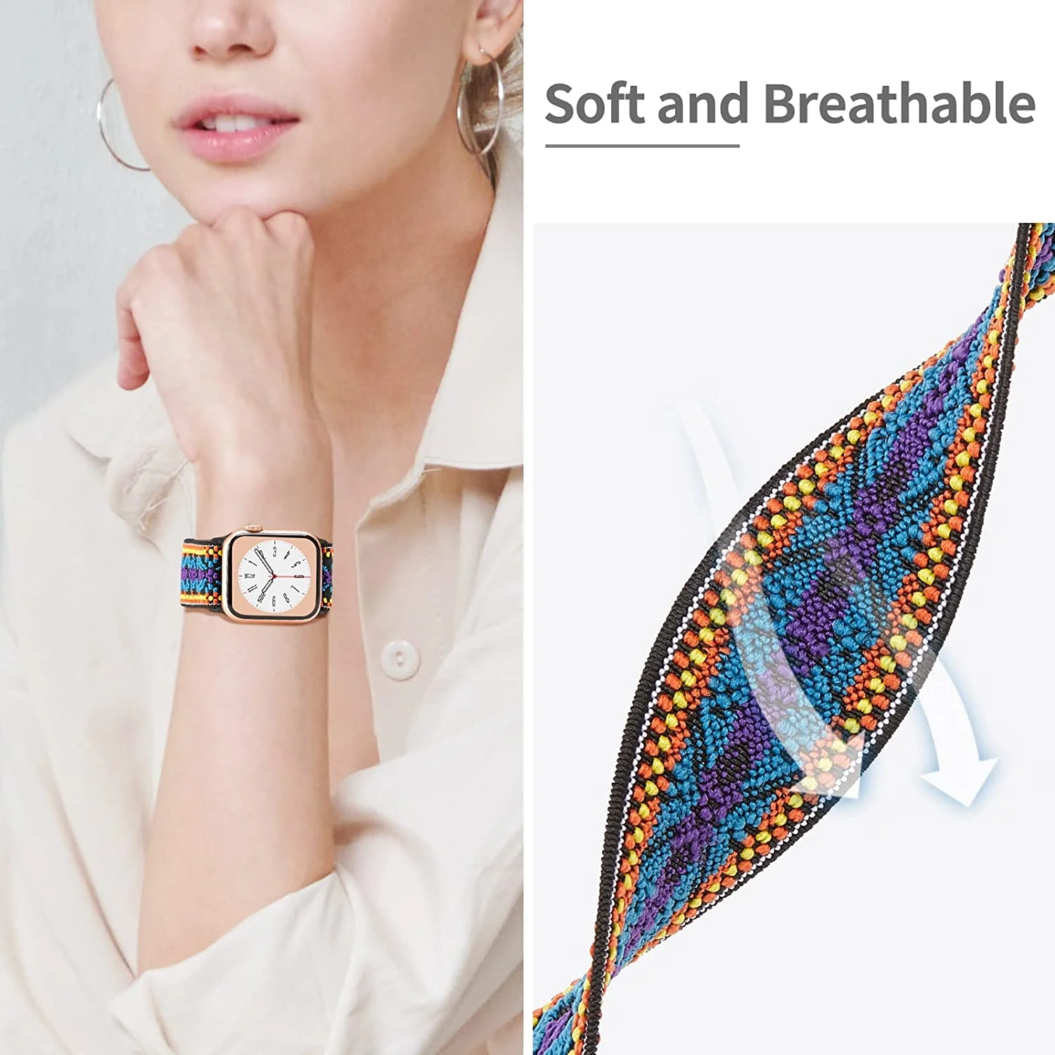 Soft Nylon Loop Elastic Buckle Strap For Apple Watch SE Band 40mm44mm Series 8/7/6/5/4 iWatch Leopard Watchband Bracelet 41/45mm