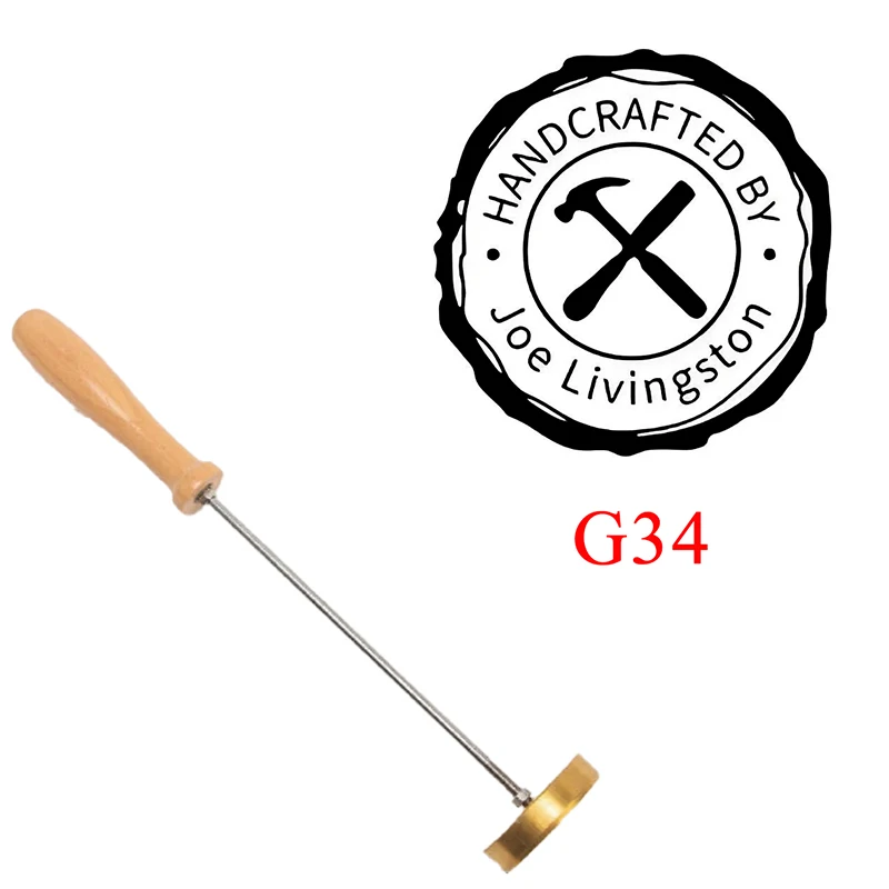 Aangepaste brandende ijzeren stempel DIY LOGO verwarming messing embosser zegels met handvat voor hout leer cake hamburger bruiloft feest ambacht