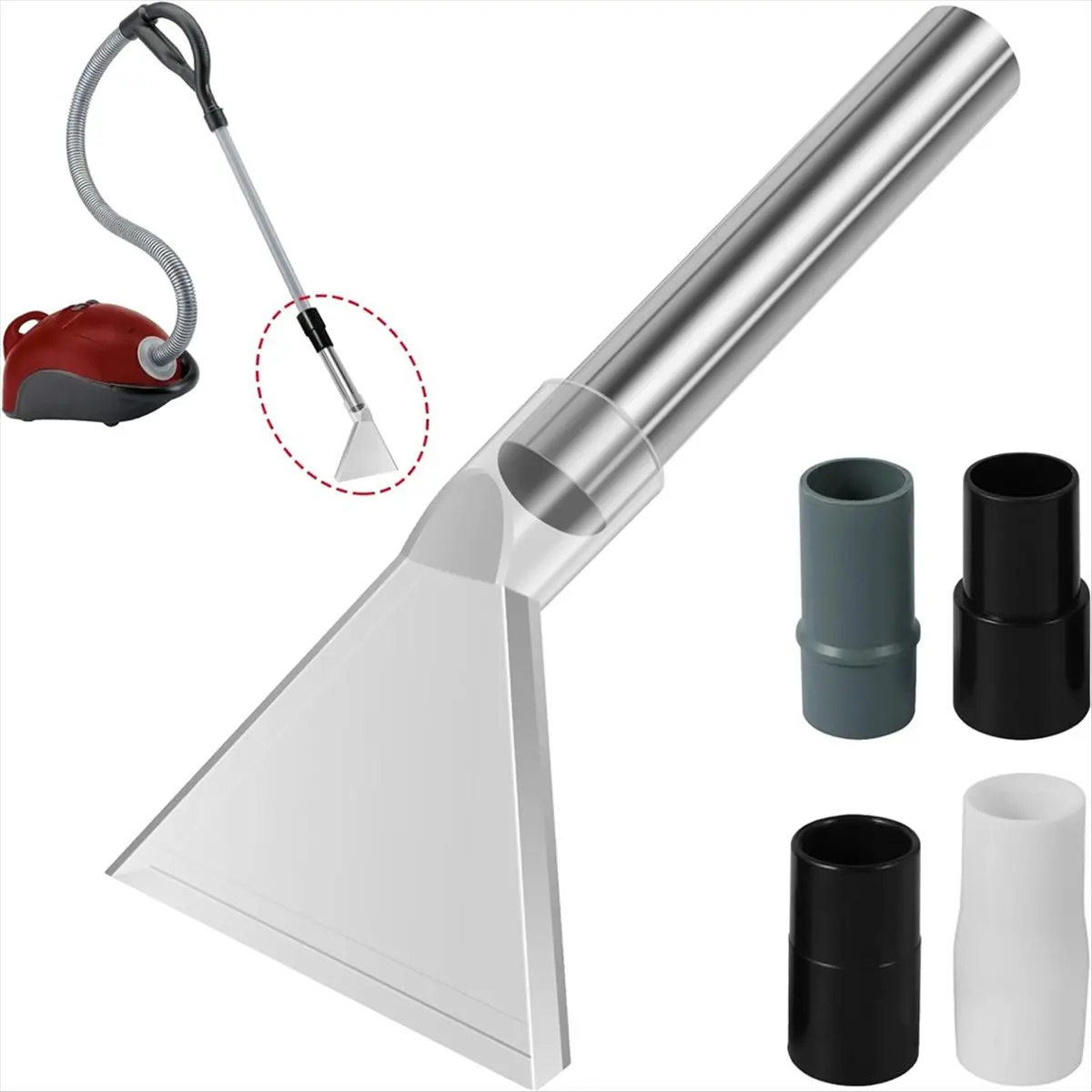 BAAU Vacuum Extractor Attachment,Vacuum Cleaner Brush Head Extraction Nozzle with 4 Connectors Shatter Proof Carpet CleaningA