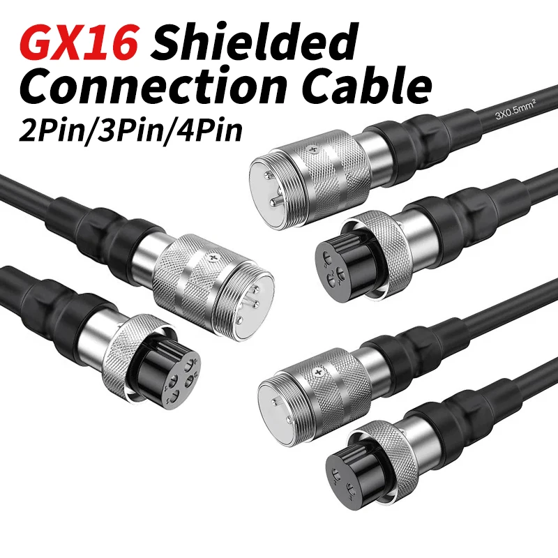 5Pin GX16 Male to Female Aviation Plug Extension Line 2/3/4Pin GX16 Silver-plated Aviation Plug Single-ended Connection Wire