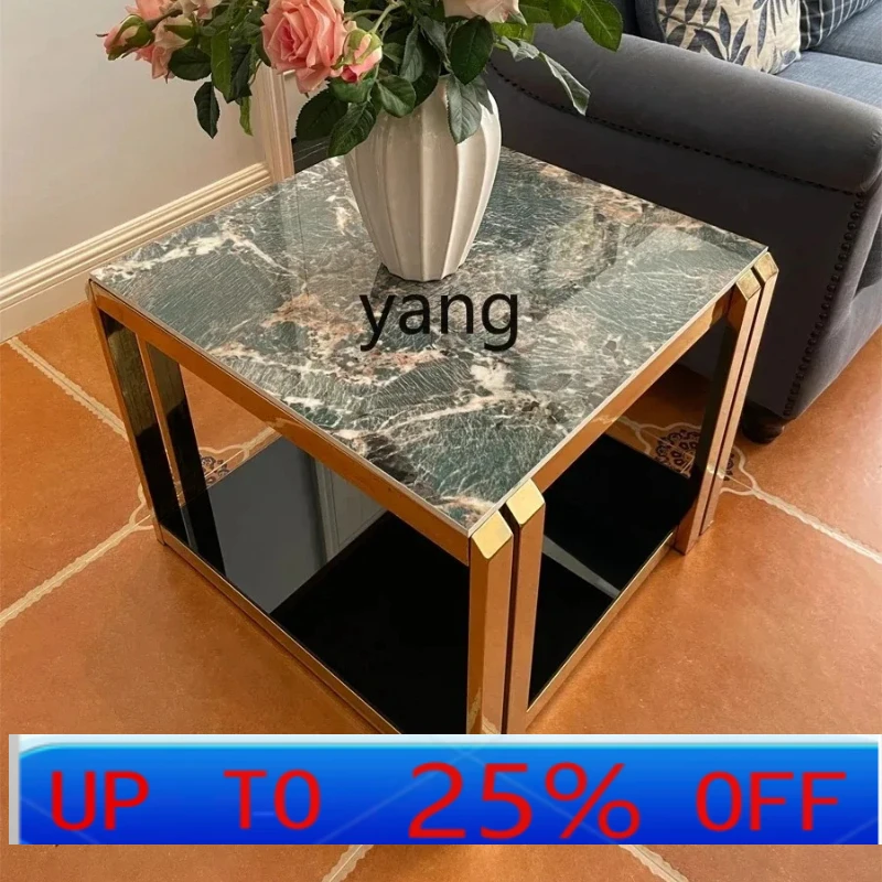 LH  stainless steel titanium-plated bright rock slab sofa edge few light luxury simple