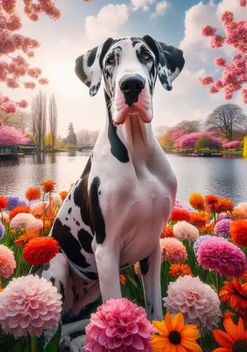 Great Dane Harlequin Springtime Flag