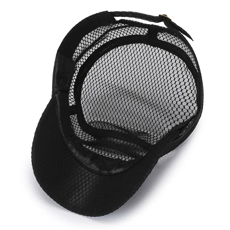 قبعة صيفية للجنسين S P حروف معدنية واقية من الشمس شبكة قبعة مسطحة موضة في الهواء الطلق قبعة عادية قابلة للتنفس للرجال والنساء