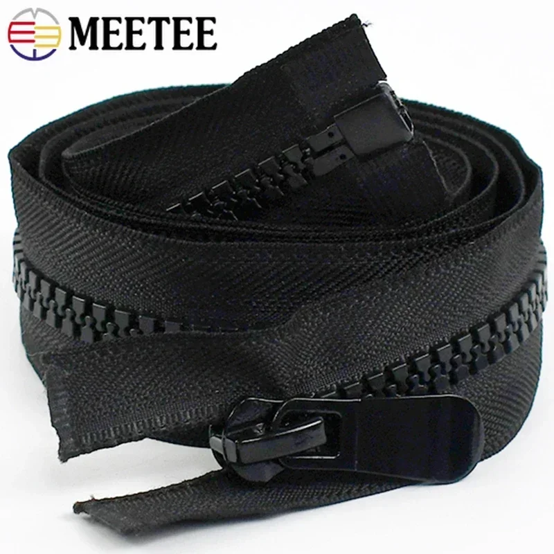 70-200cm Meetee 8# Resin Zipper Open-End Double Single Slider Down Jacket Coat Tent Bag Long Zippers DIY Repair Sewing Accessory