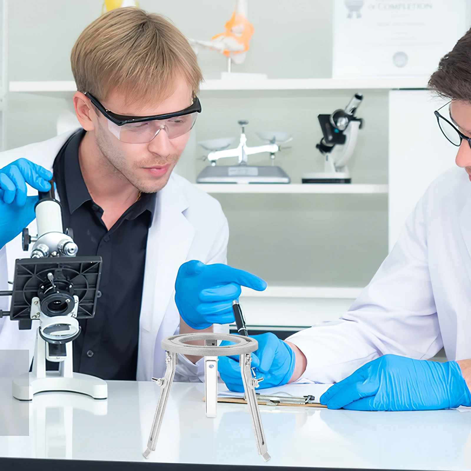 

Liftable Tripod Silver Gray Cast Aluminum Liftable Experimental Tripod Adjustable Lab Chemistry Equipment Experiment Supplies