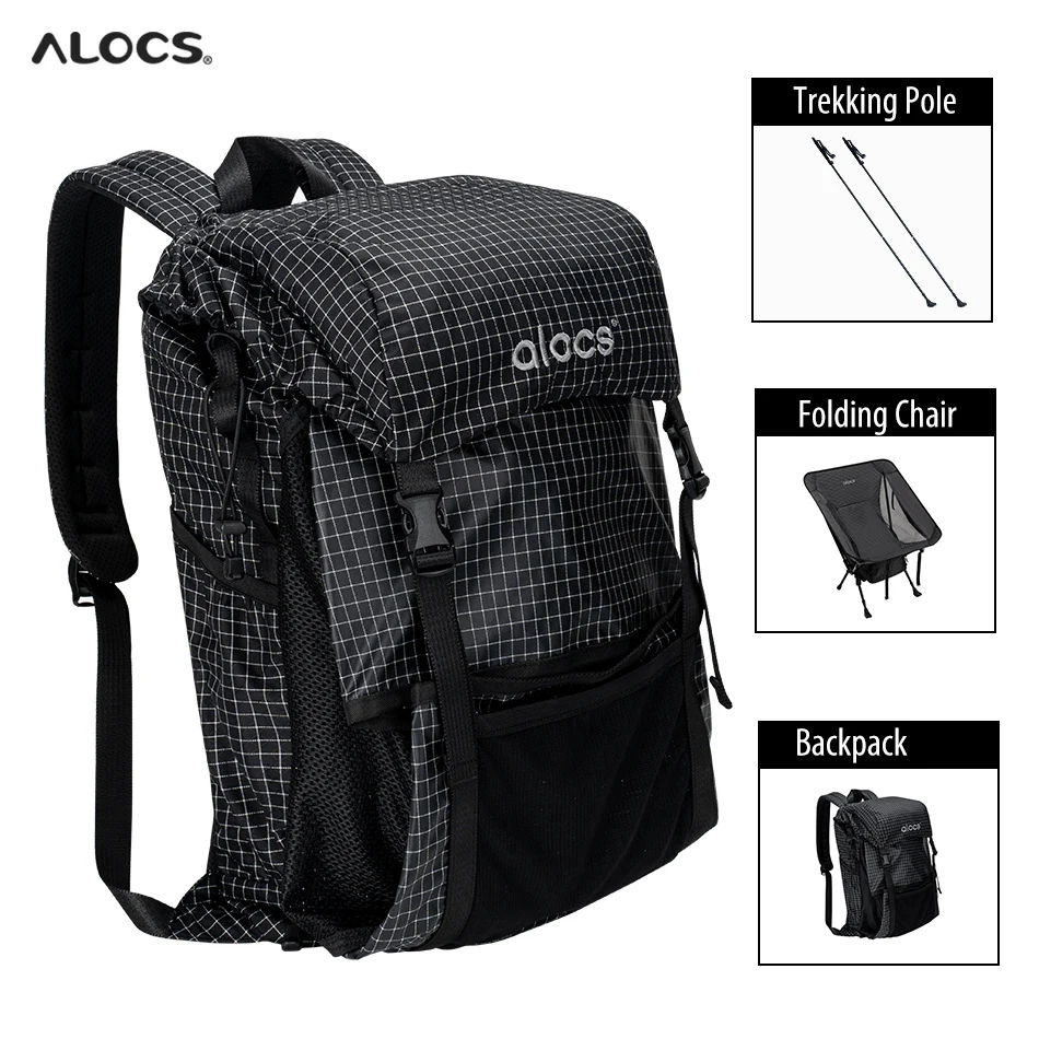 3-in-1 Multi-function Backpack Bag Folding Chair Trekking Pole For Hiking Climbing Camping Lightweight