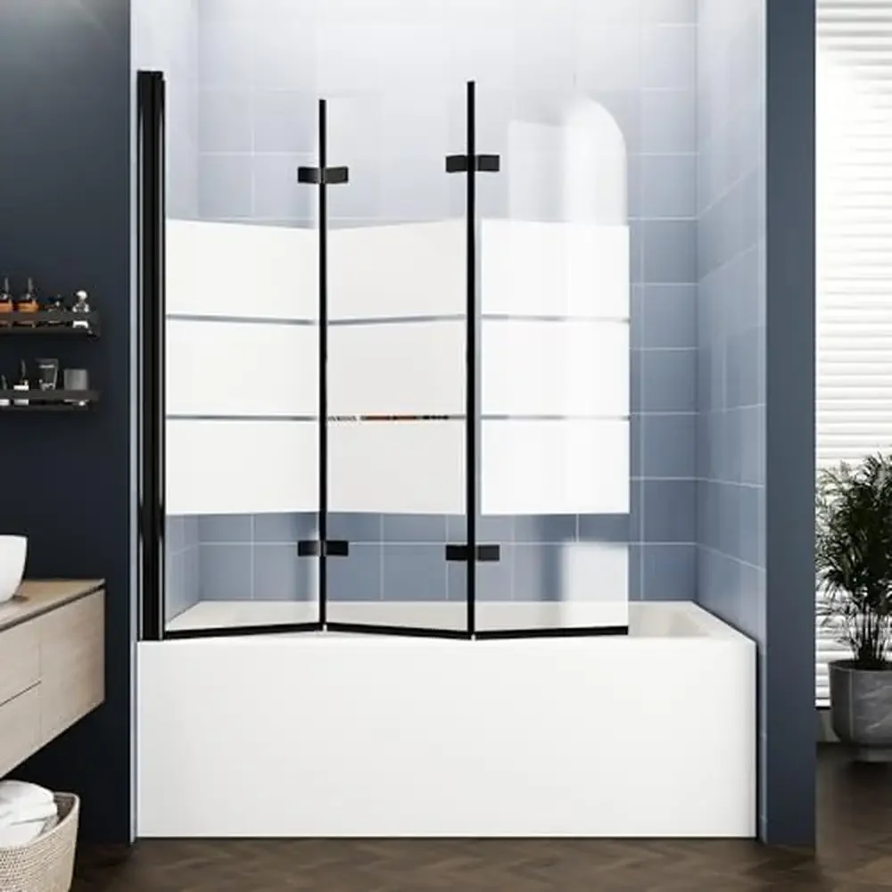 Semi-Frameless Bypass Bathtub Shower Door 48