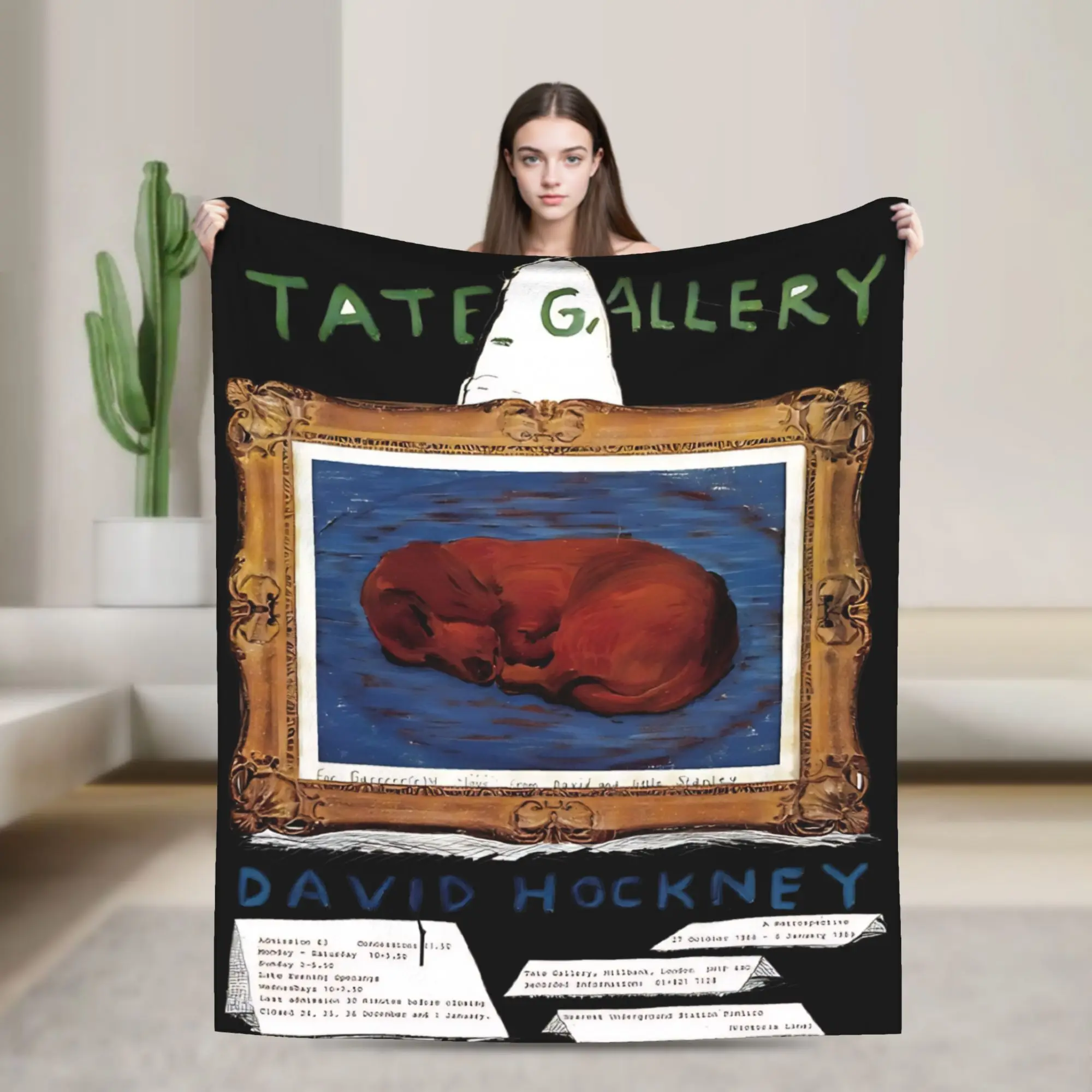 Soft BlanketsStudents Camping 1994 David Hockney Red Dachshund Throw Blanket Flannel Bedspread For Home Decor Sofa Cover