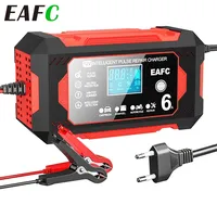 EAFC 12V 6A Large Screen Car Battery Charger Battery Puls Repair  Fast Charging Device Car Motorcycle AGM Gel Wet Lead Acid