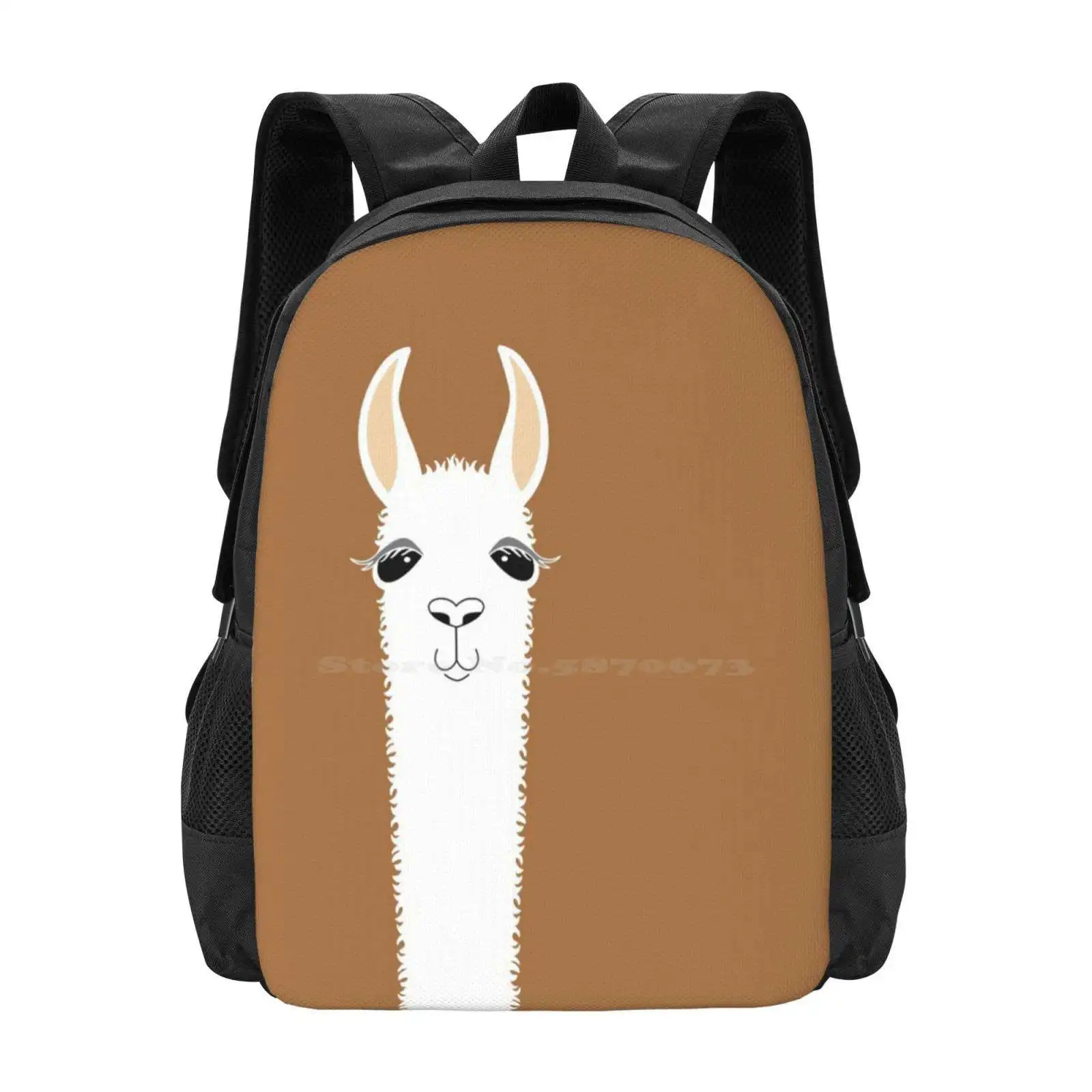 CreMoby-Cartable avec portrait de lama, sac à dos, sacs à la mode, alpaga graphique, mammifères, animaux, marron, blanc, noir, offre spéciale, #9