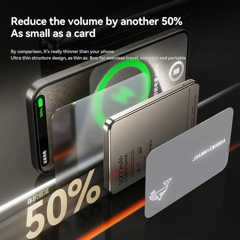 

Ultra Wireless Magnetic Power Bank Travel Portable Fast Charging Capacity Digital External Battery For Magsafe IPhone CCC