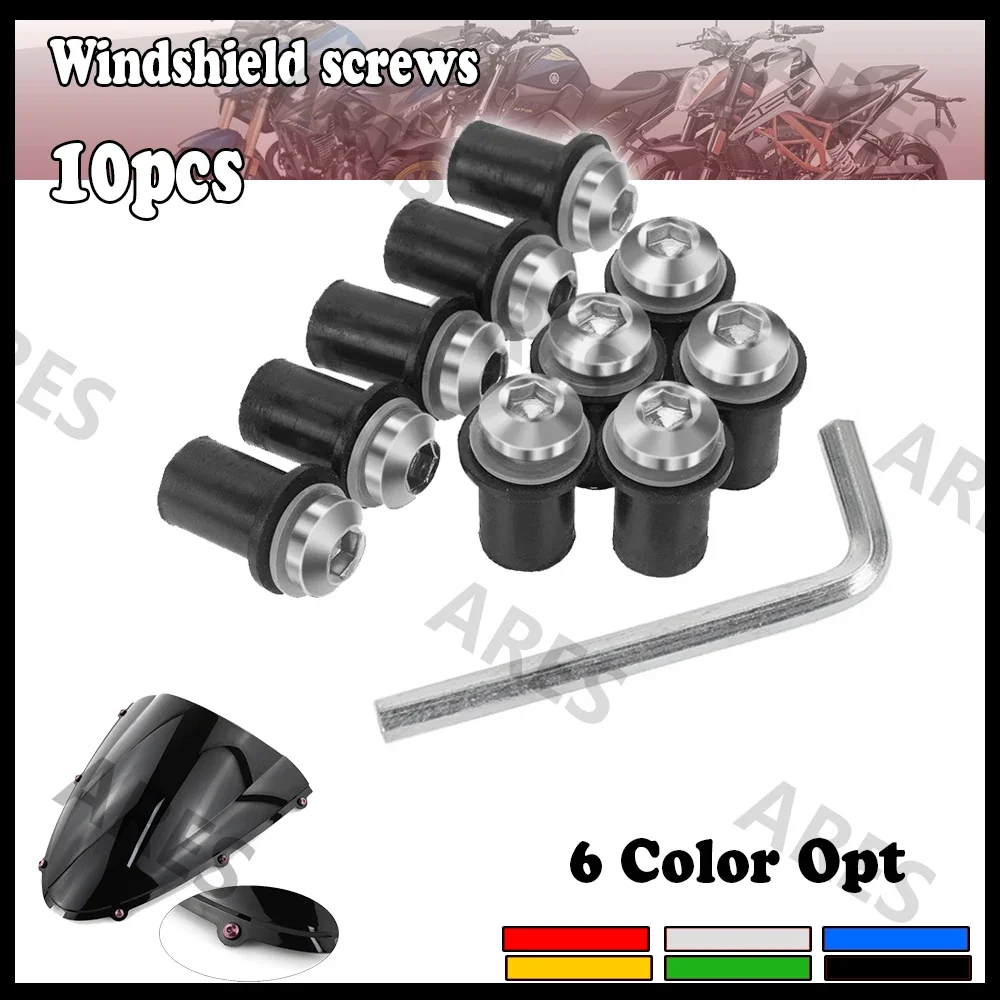 10pcs CNC Aluminum Motorcycle Accessories Windscreen Bolts Windshield Screws For Suzuki Kawasaki Ducati Honda Yamaha