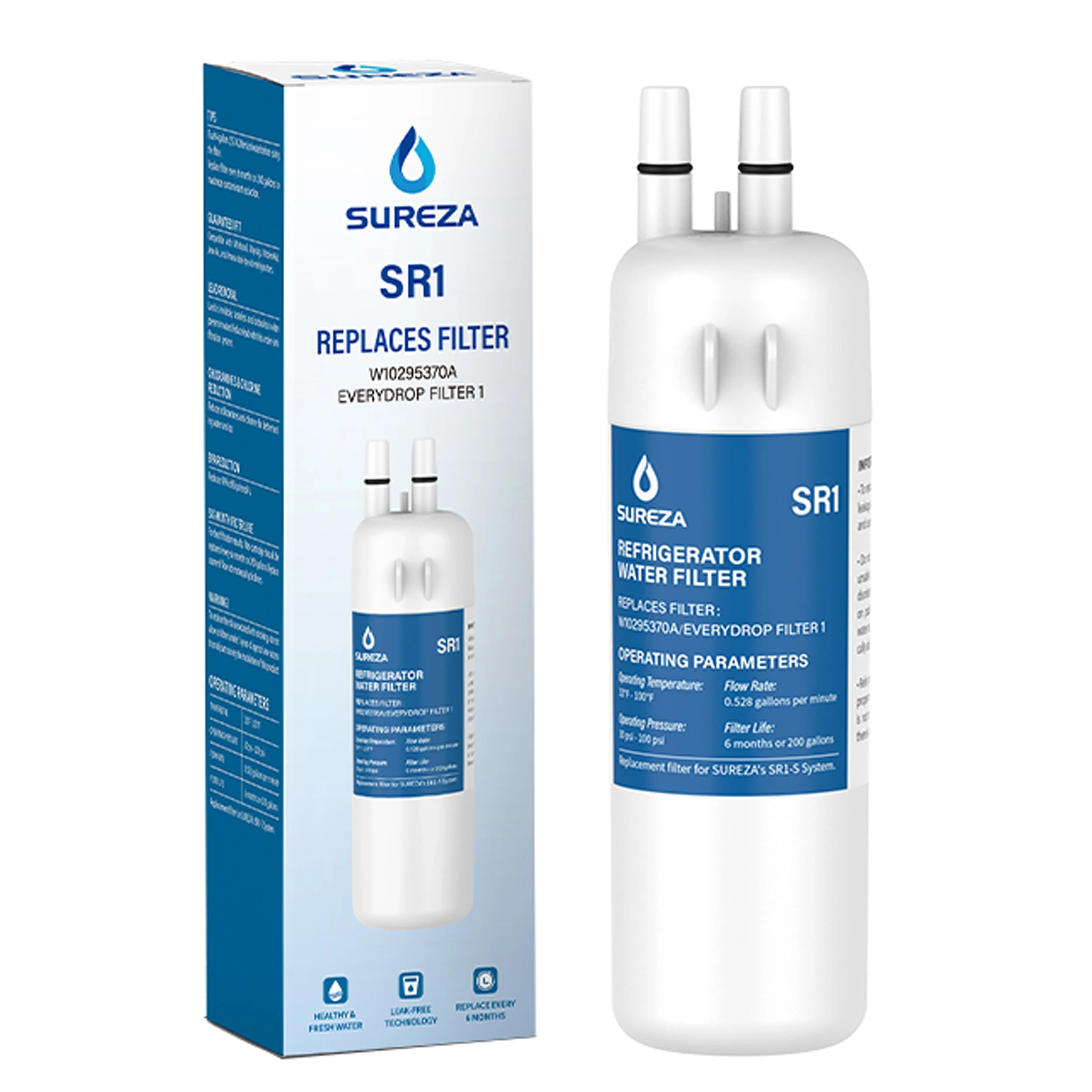 Filtro de Agua para Refrigerador W10295370A Compatible con Whirlpool/Kenmore EDR1RXD1, Everydrop Filter 1, EDR1RXD1B, W10295370