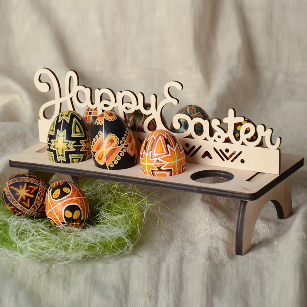 2 Pcs Eater Wood Craft Wooden Ornament Decor Dining Table Easter Egg Holder Bamboo