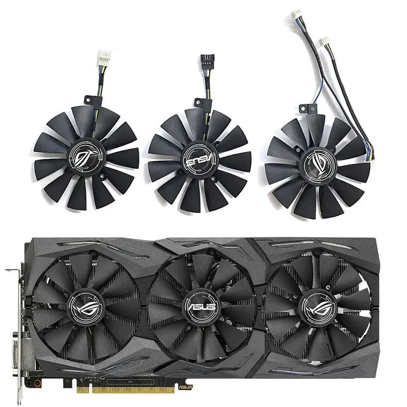 3FAN 88MM T129215SU Cooling Fan Replace For ASUS AREZ ROG Strix RX VEGA56 VEGA64 580 590 480 OC Edition Graphics Video Card Fans