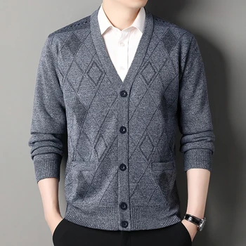 Men's Casual Cardigan Jacket V-neck Sweater Men's Autumn Winter Clothes Button Knit Cardigans Mens Knitting Sweaters Outwear