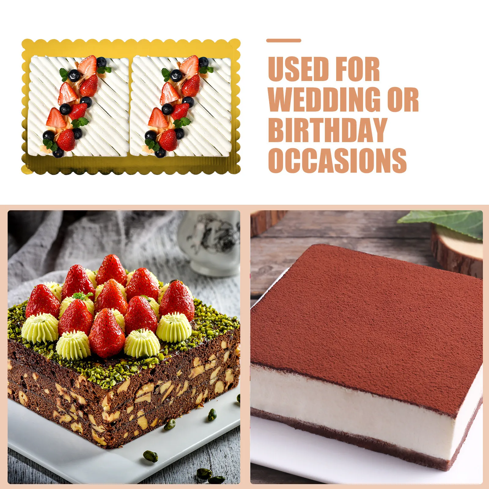 

20Pcs Cake Display Board 10x14 Inch Rectangular Corrugated Base 2Mm Thick Wave Edge Greaseproof for Wedding Birthday Pastry