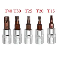 Socket Wrenches Screwdriver Bit Hex Shank T15 T20 T25 T30 T40 Torx Screwdriver Bits 1/4 Inch Drive Socket Head