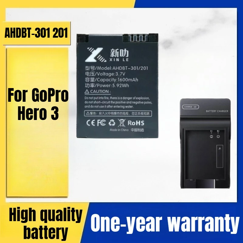 AHDBT-301 201 Camera Battery Charger for GoPro Hero3 Action Camera Battery 3.7V 1600mAh