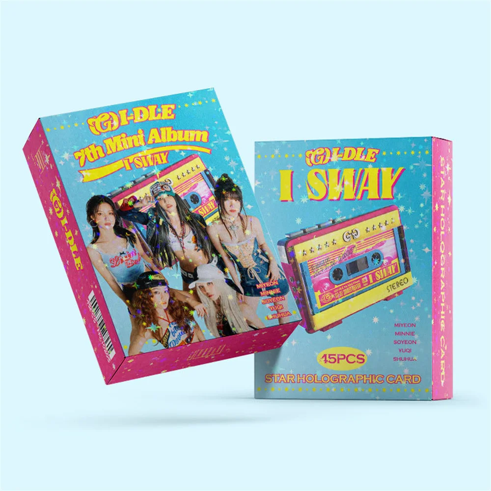 45Pcs/Set KPOP (G)I-DLE I SWAY Album Star Holographic Cards Soyeon Miyeon YUQI Selfie Photocards Fans Birthday Collection Gifts