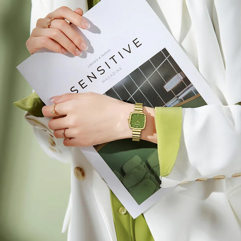 2025 Hot Brand Stainless Steel Strap Watch Women Luxury Gift Quartz Wristwatch Student Fashion Simple Square Quartz Watches